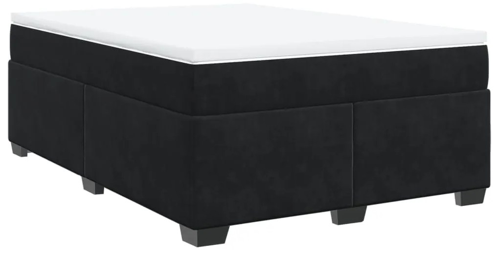 Cama com molas/colchão 160x200 cm veludo preto