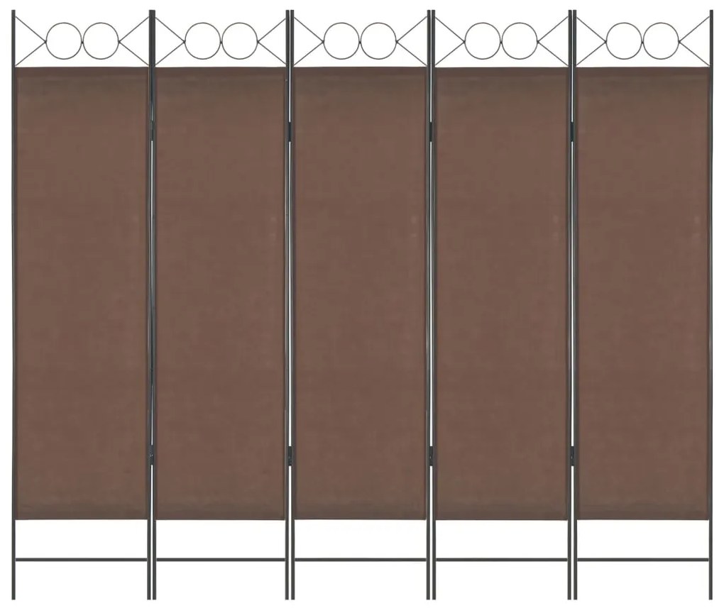 vidaXL Divisória de quarto com 5 painéis 200x180 cm castanho