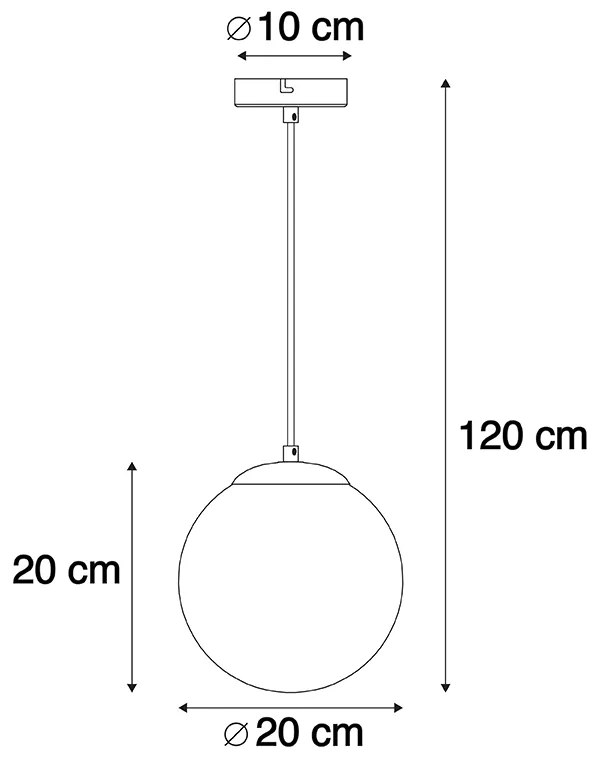 Candeeiro de suspensão Art Déco em latão com vidro azul oceano 20 cm - Pallon Art Deco
