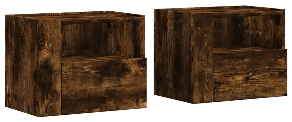 Mesas de cabeceira de parede 2 pcs 45x30x35 cm carvalho fumado