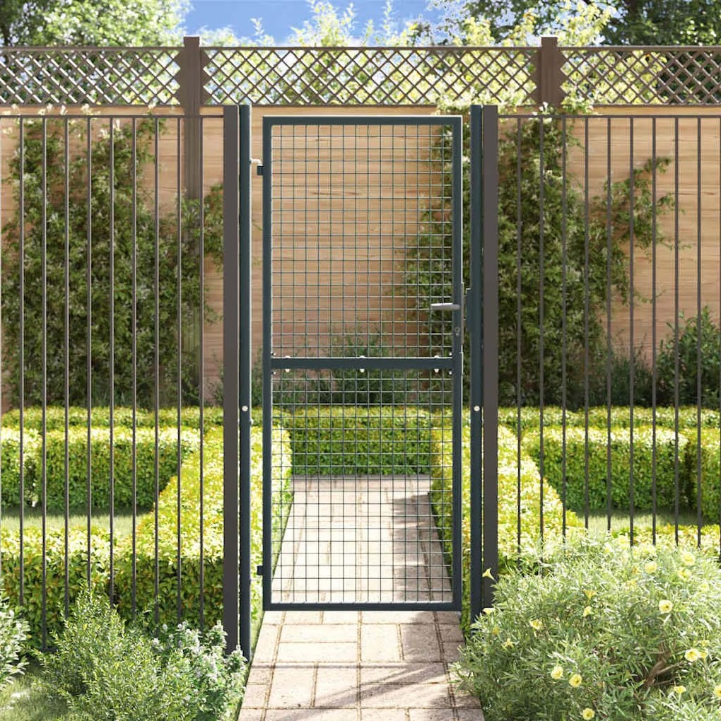 Portão de jardim em rede aço galvanizado 100x250 cm cinzento