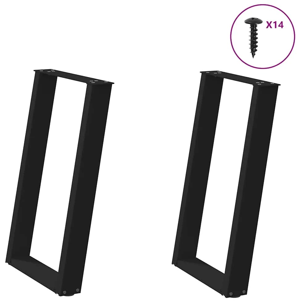 Pernas p/ mesa de jantar 2 pcs forma U 50x(72-73) cm aço preto