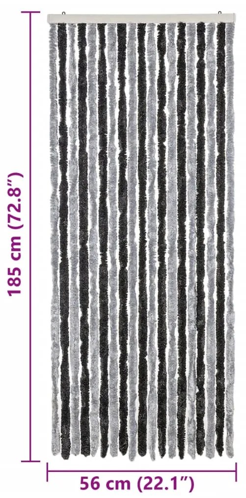 Cortina anti-insetos 56x185 cm chenille cinzento e preto