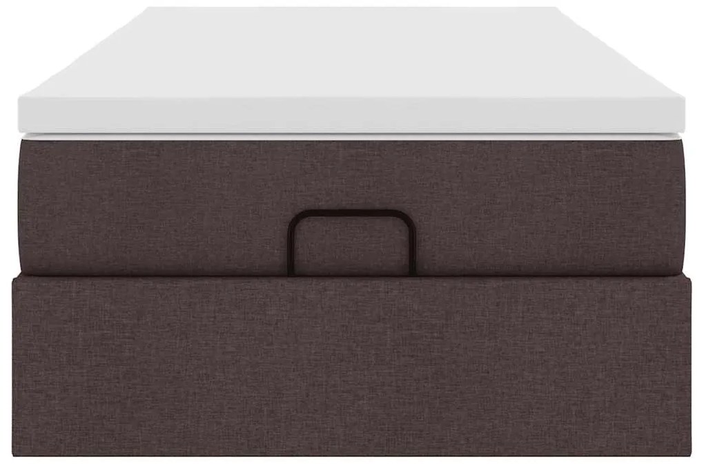 Estrutura cama otomana colchão 90x200 cm tecido castanho escuro