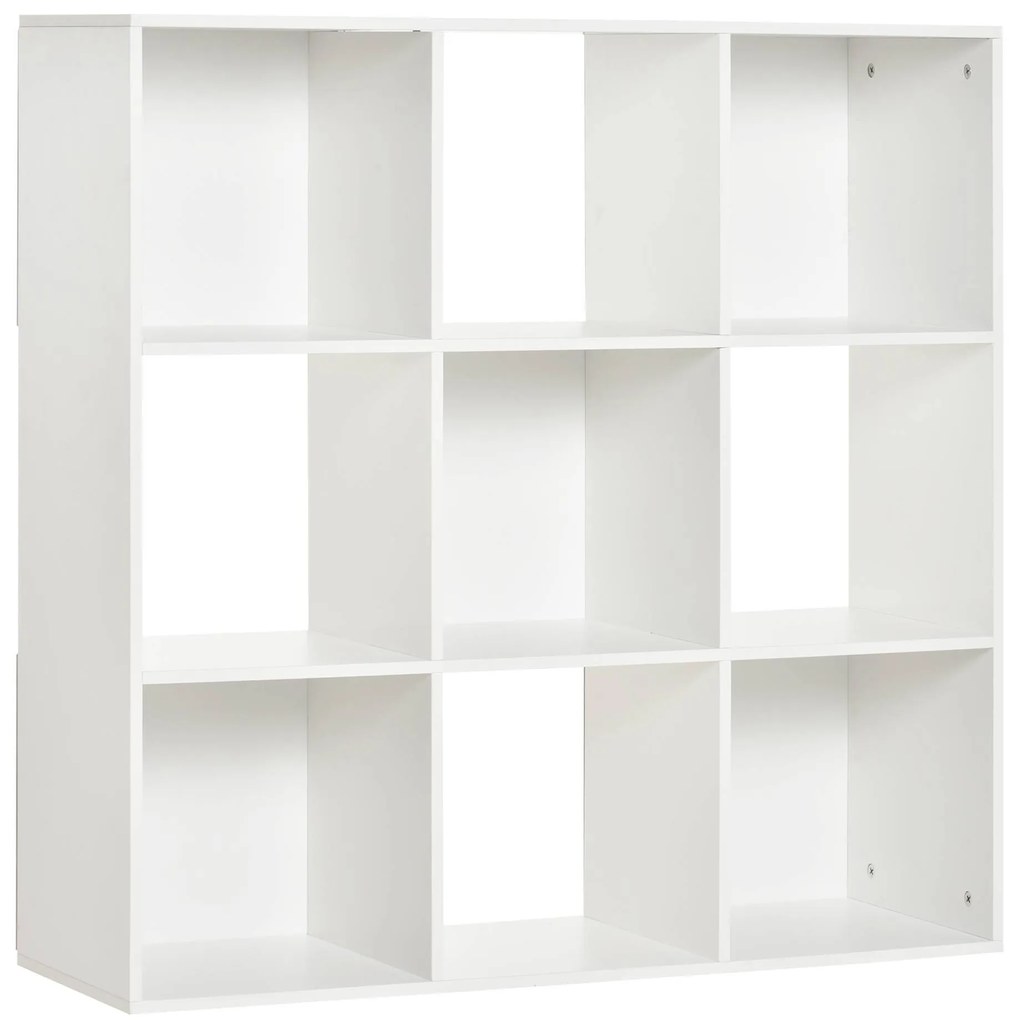HOMCOM Estante para Livros de 3 Níveis Estante de Madeira com 9 Compartimentos Estante Modular 91,5x29,5x91,5 cm Branco | Aosom Portugal