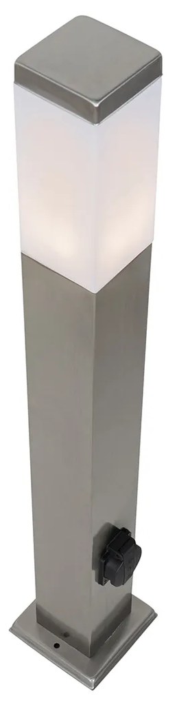 Candeeiro de exterior em aço 80 cm com tomada IP44 - Malios