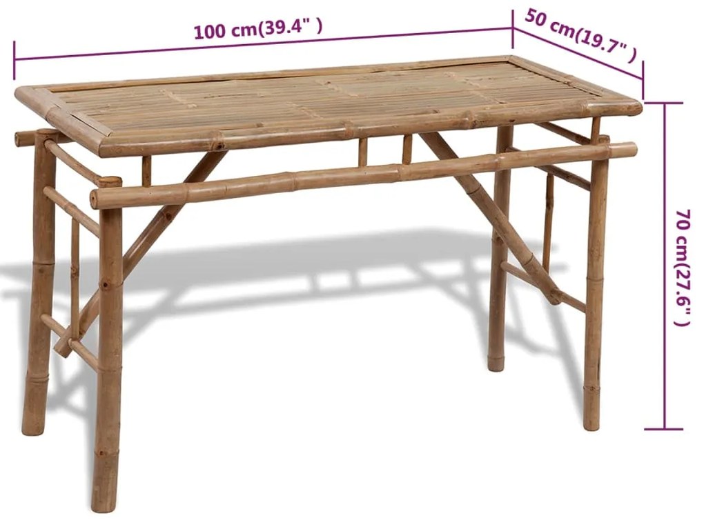 Mesa de cerveja com 2 bancos 100 cm bambu