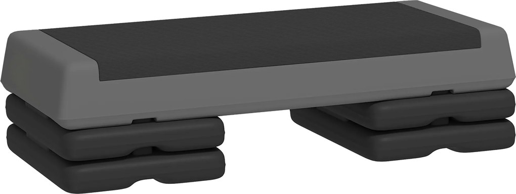 SPORTNOW Step para Fitness Antideslizante Altura Regulável 3 Níveis de 10,5/15,5/20,5 cm Capacidade 250 kg 77x36x20,5 cm Cinza e Preto | Aosom Portugal