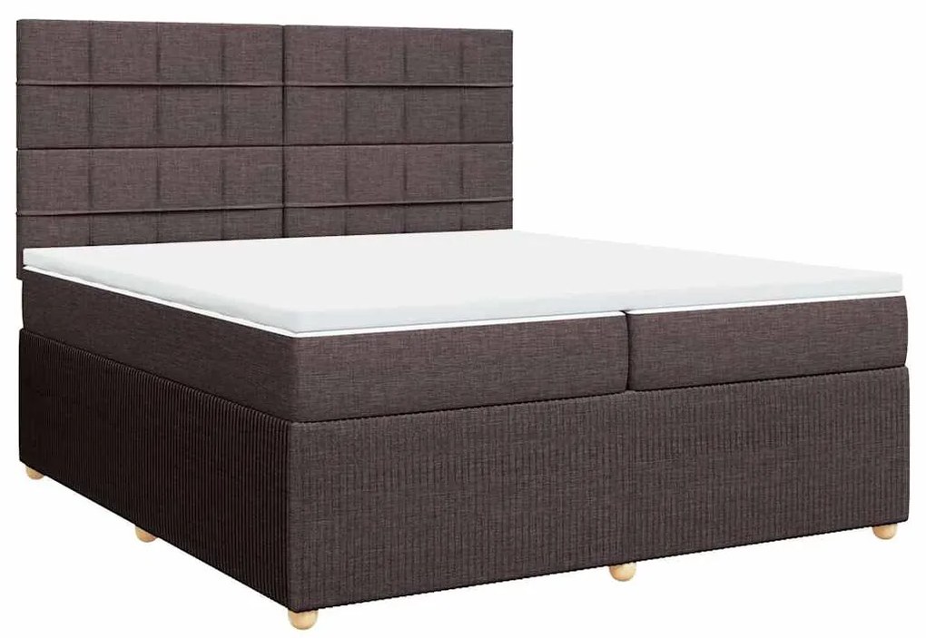 Cama com molas/colchão 200x200 cm tecido castanho-escuro