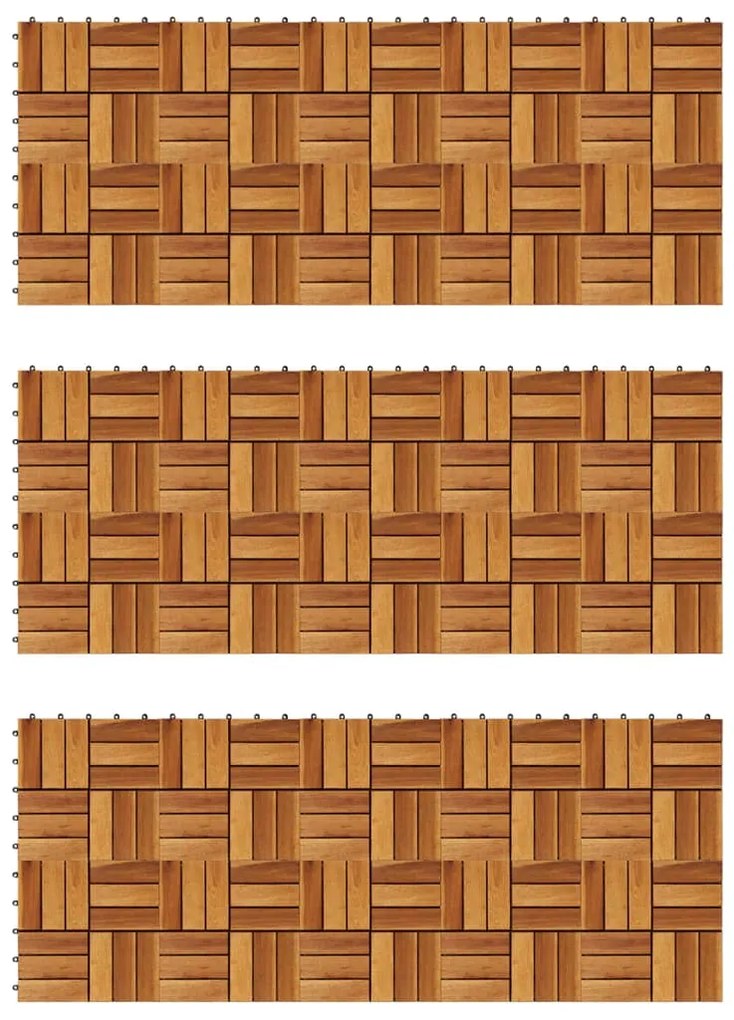 271793 vidaXL Conjunto de 30 azulejos decorativos, em acácia, 30 x 30 cm