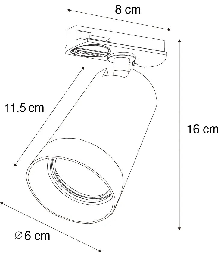 Foco moderno com anel fumê para sistema de calhas de iluminação monofásico GU10 50mm - Iconic Jeana Moderno