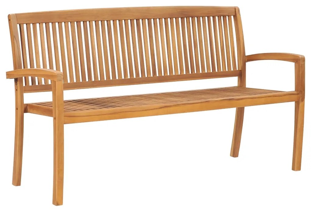 vidaXL Bancos empilháveis jardim 3 lugares 159cm madeira teca maciça