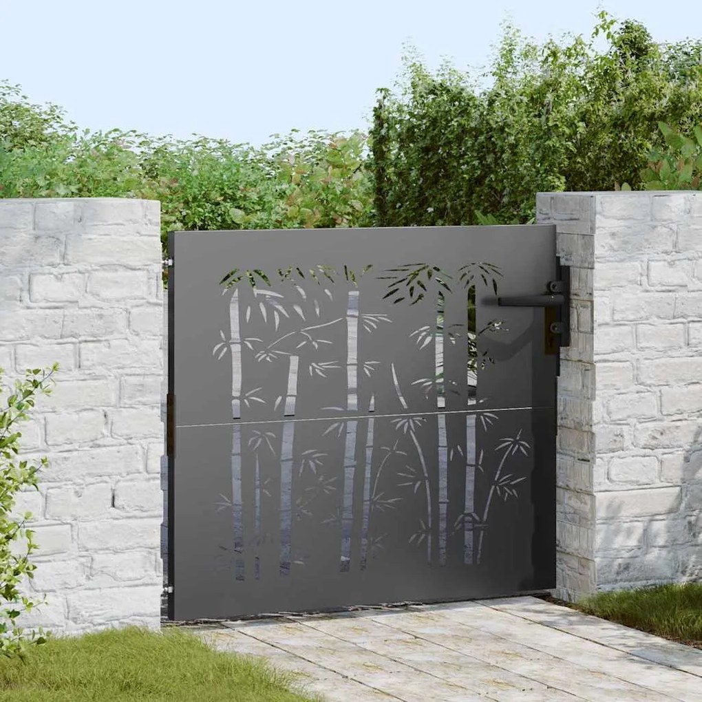 Portão de Jardim Preto 105 x 100 cm Aço com Revestimento em Pó