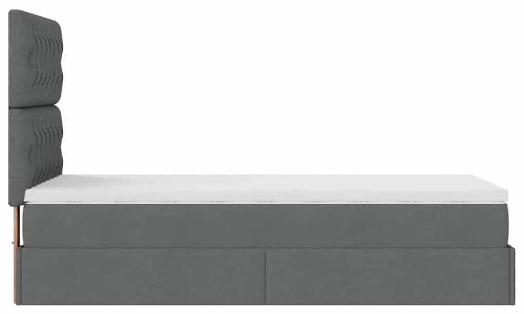 Cama otomana com colchão 90x200 cm tecido cinzento escuro