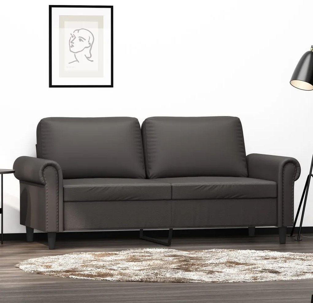 vidaXL Sofá de 2 lugares 140 cm couro artificial cinza