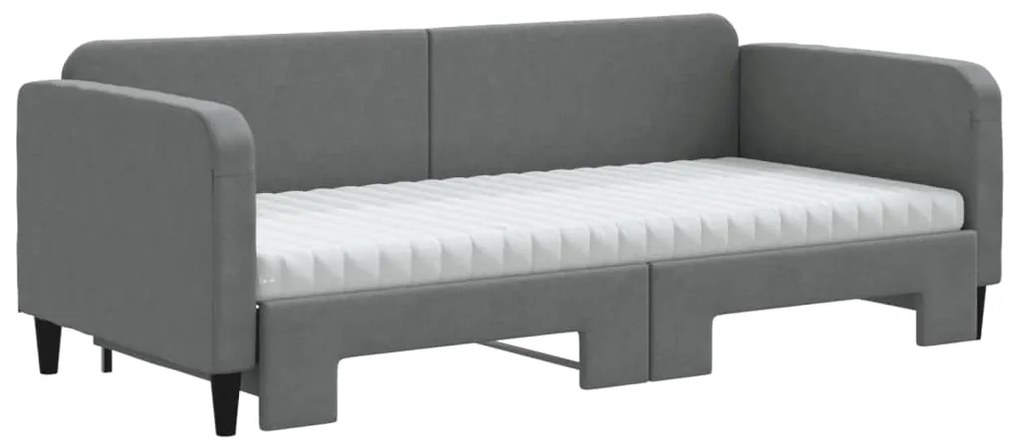 Sofá-cama c/ gavetão e colchões 90x200cm tecido cinzento-escuro