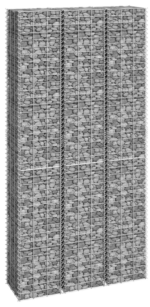 151251 vidaXL Canteiro/gabião elevado 3 pcs 30x30x200 cm ferro