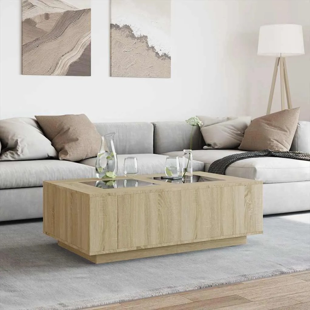 Mesa de centro luzes LED Infinity 116x69x40 cm carvalho sonoma