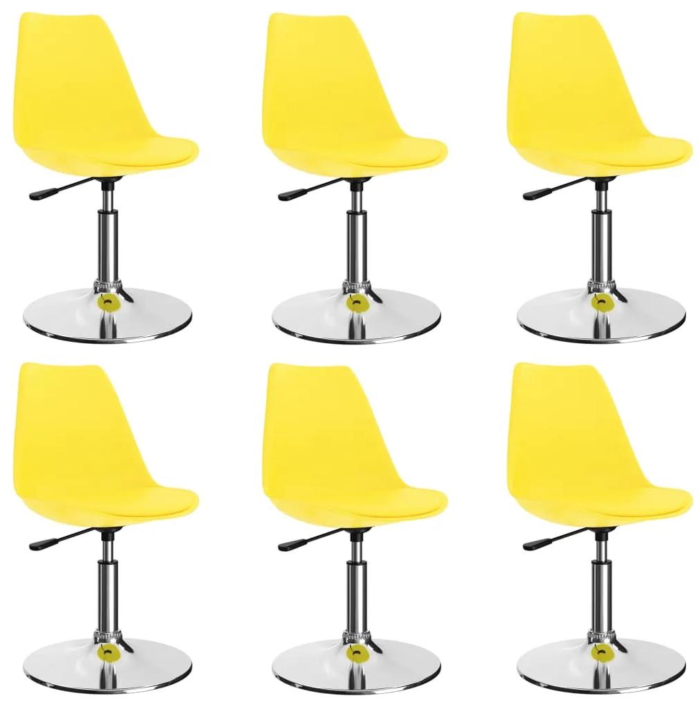 Cadeiras de jantar giratórias 6 pcs couro artificial amarelo