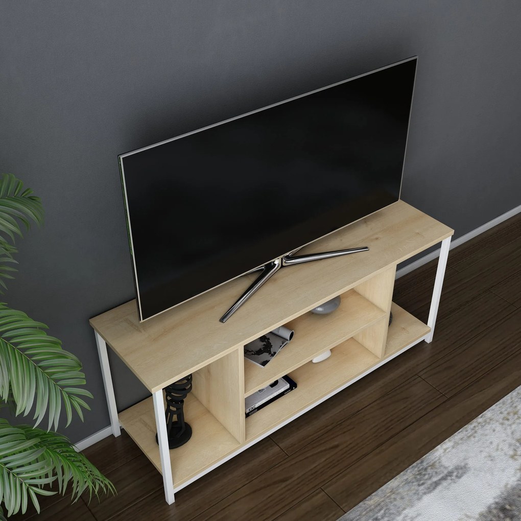 Móvel TV Rinaldo – Branco Carvalho – 120 cm x 35 cm x 50,8 cm
