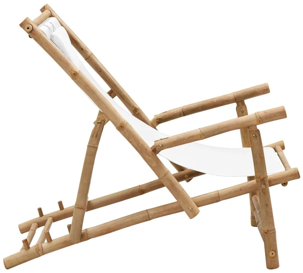 Cadeira de terraço em bambu e lona branco nata