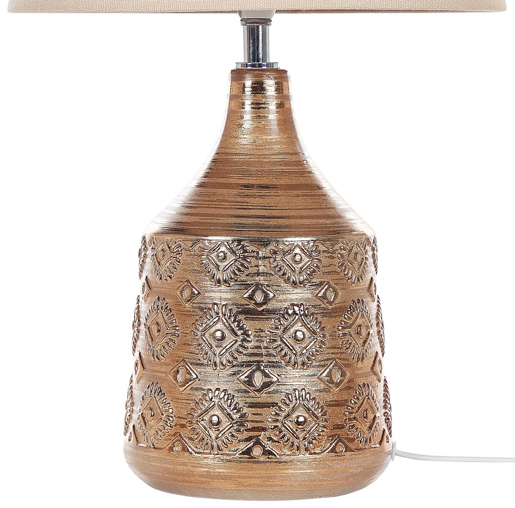 Candeeiro de mesa de cerâmica creme e castanho dourado 47 cm WARI Beliani