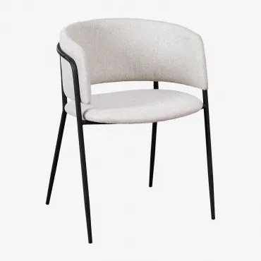 Pacote De 2 Cadeiras De Jantar Estofadas Nalon Negro & Tecido Branco Quebrado & Tecido - Sklum