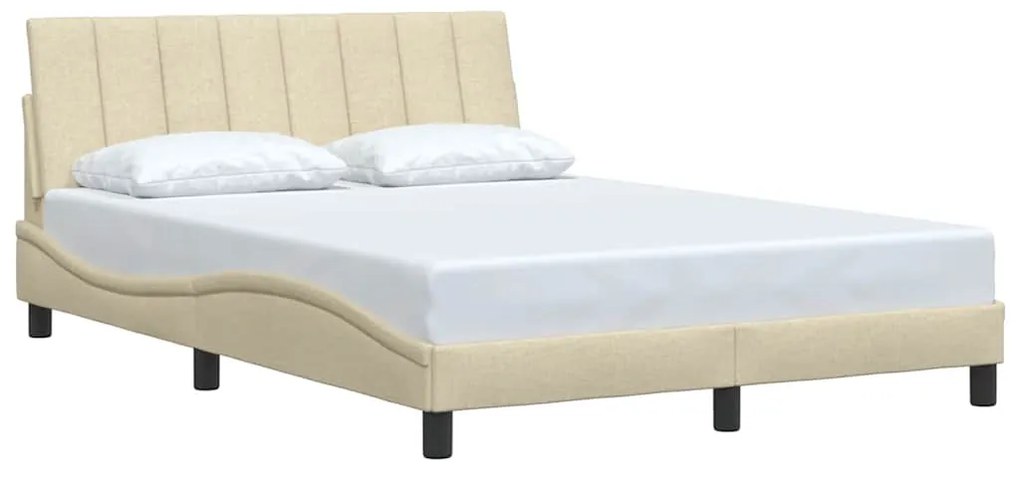 Estrutura de cama sem colchão 140x190 cm tecido cor creme