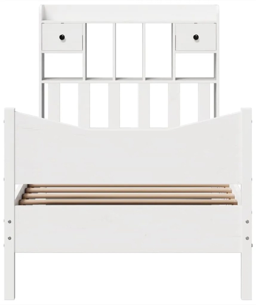 Cama sem colchão 75x190 cm madeira de pinho maciça branco
