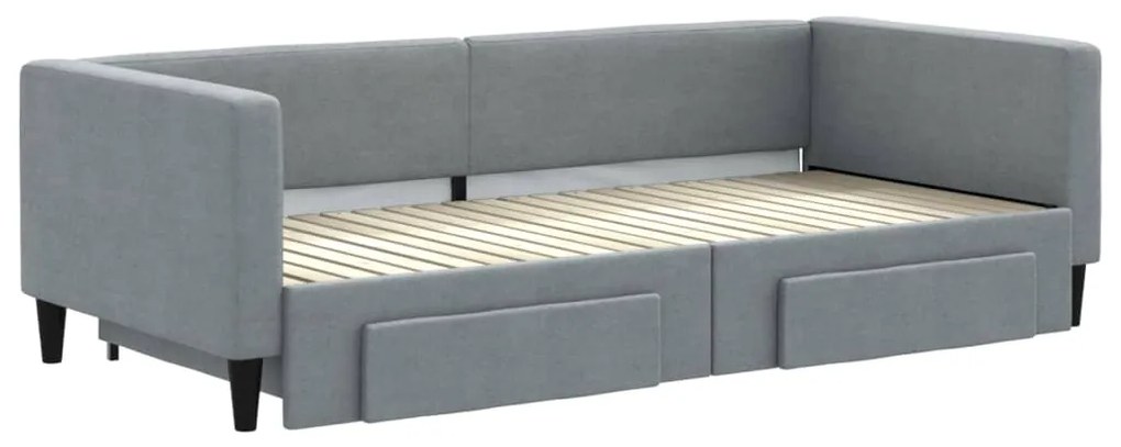 Sofá-cama c/ gavetão e gavetas 90x200 cm tecido cinzento-claro
