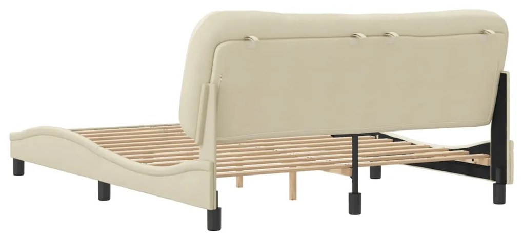 Estrutura de cama sem colchão 160x200 cm tecido cor creme