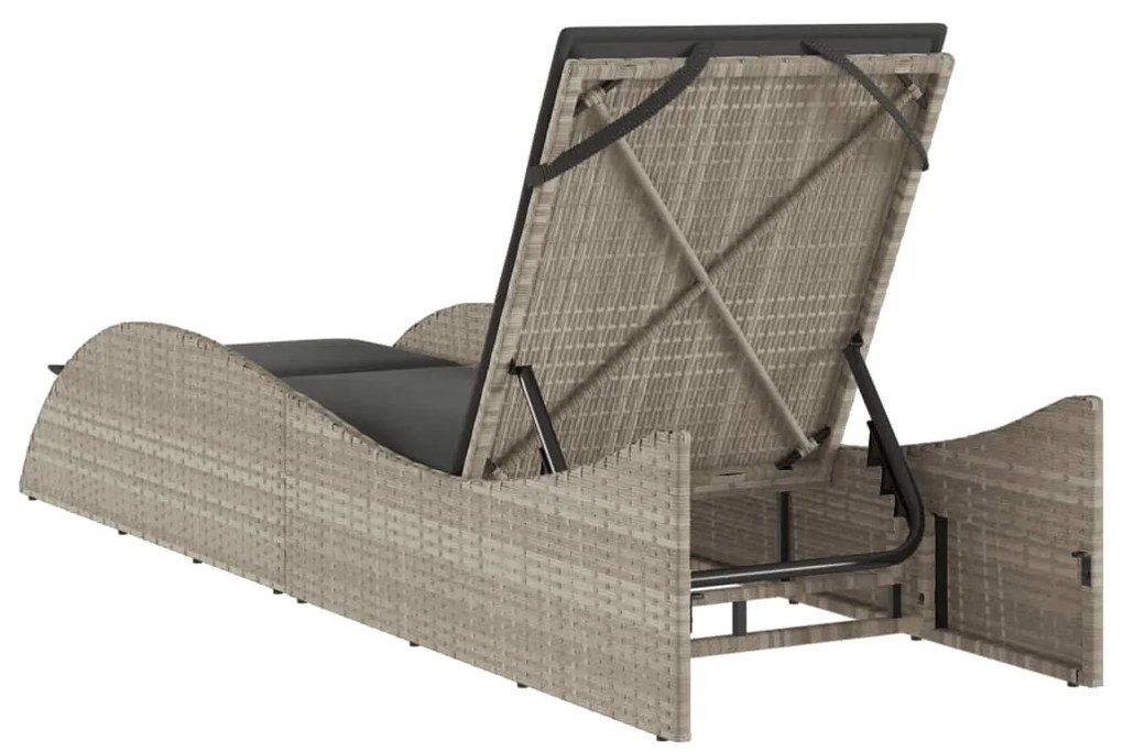 Espreguiçadeira com almofadão 60x205x73 cm vime PE cinza-claro