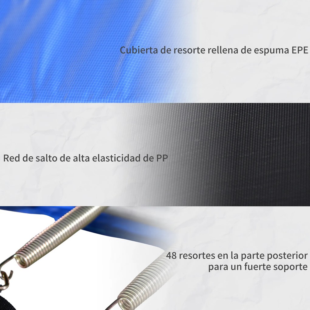 HOMCOM Trampolim de Jardim Φ244cm Trampolim para Crianças e Adultos cm Rede de Segurança Cobertura nas Bordas e Escada para Exterior Azul