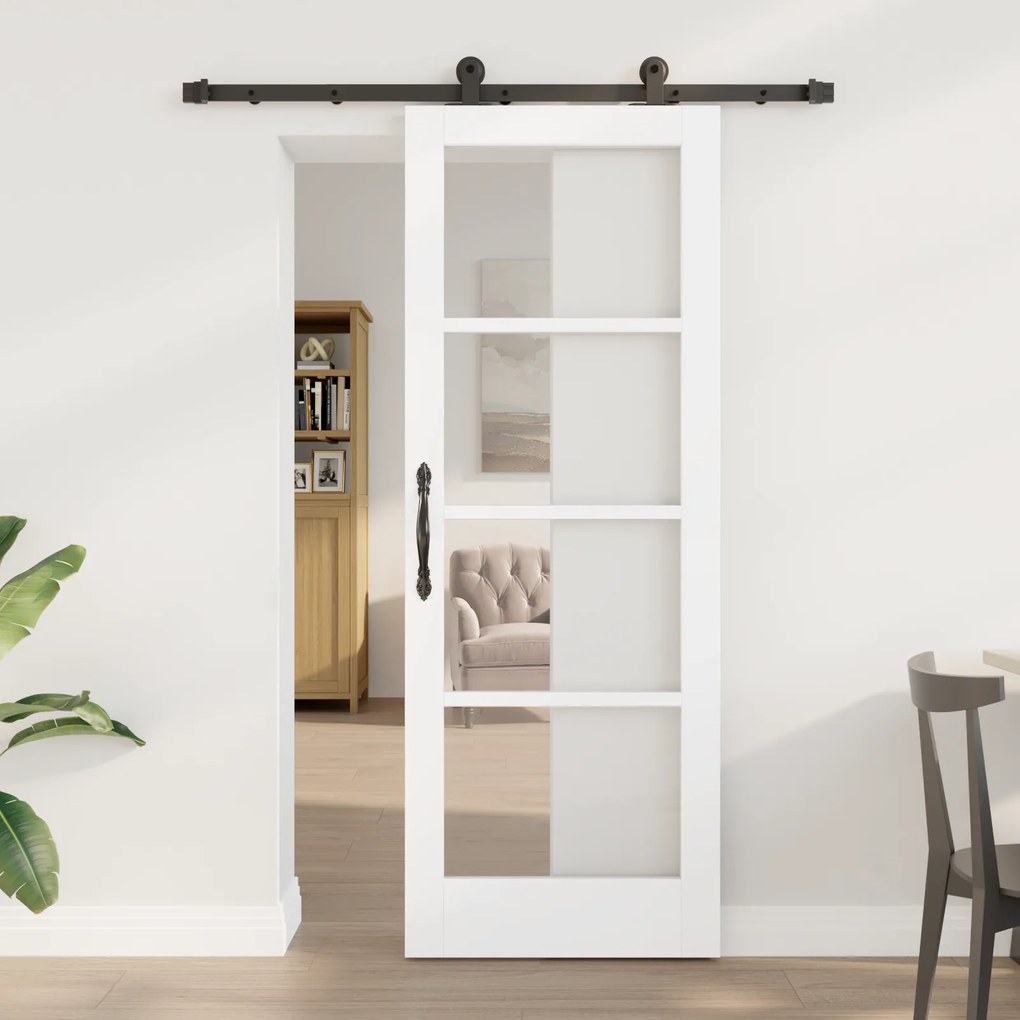 Porta Deslizante vidaXL com Conjunto de Ferragens 'ORKDAL'Branca 73.5 x 198.5 cm