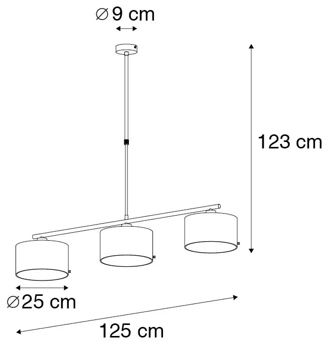 Candeeiro de suspensão moderno preto com luz dourada de 125 cm 3 - VT 3 Moderno