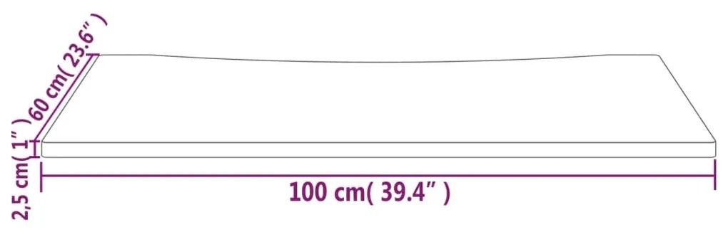 Tampo de secretária 100x60x2,5 cm pinho maciço branco