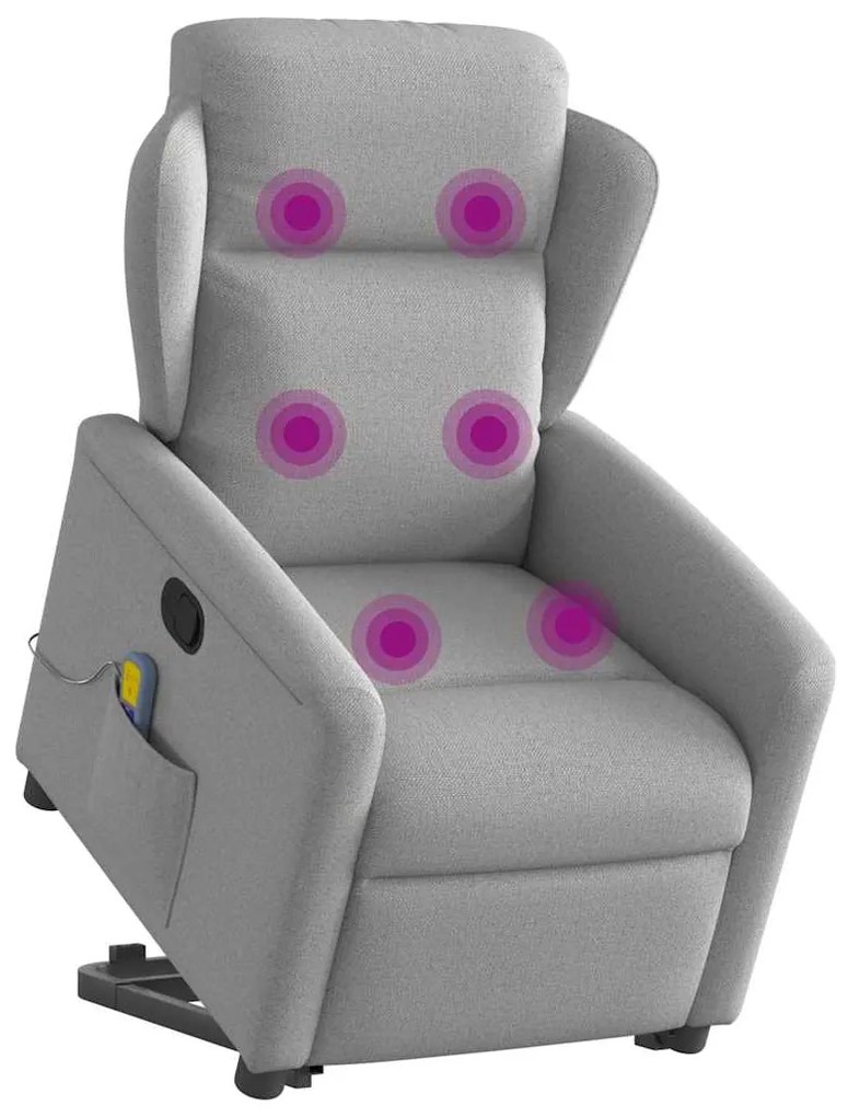 Poltrona elevatória de massagens tecido cinzento-nublado