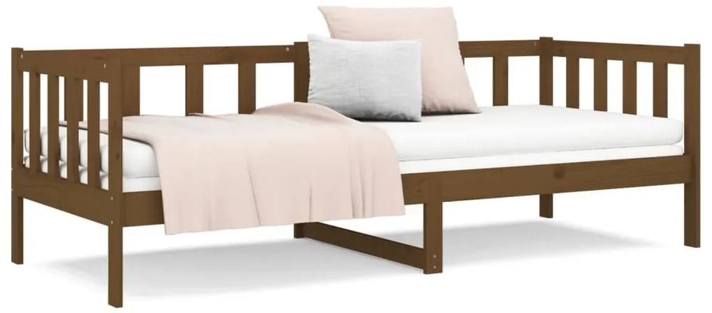Sofá-cama 80x200 cm madeira de pinho maciça castanho mel