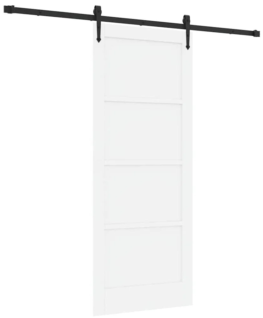 Porta Deslizante com Hardware 'ORKDAL'em Madeira Sólida de Pinho Branc