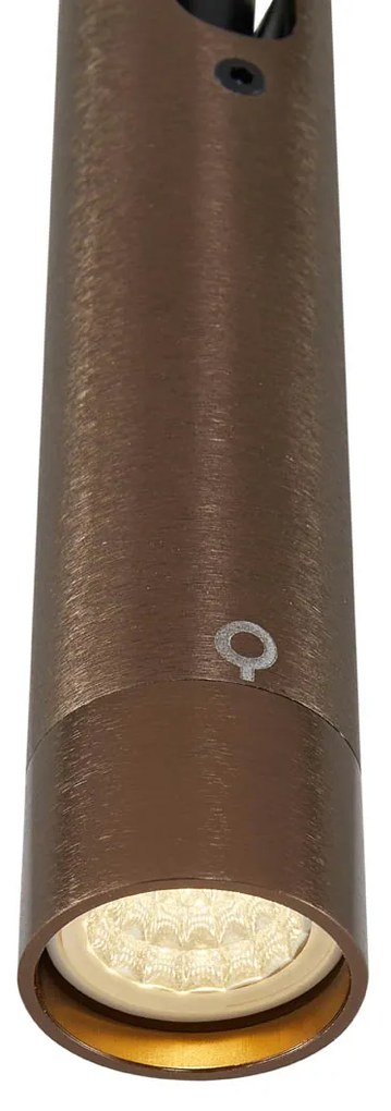 Sistema de iluminação de trilho moderno com 6 focos e 4 pendentes bronze escuro monofásico - Slimline Uzzy Keno