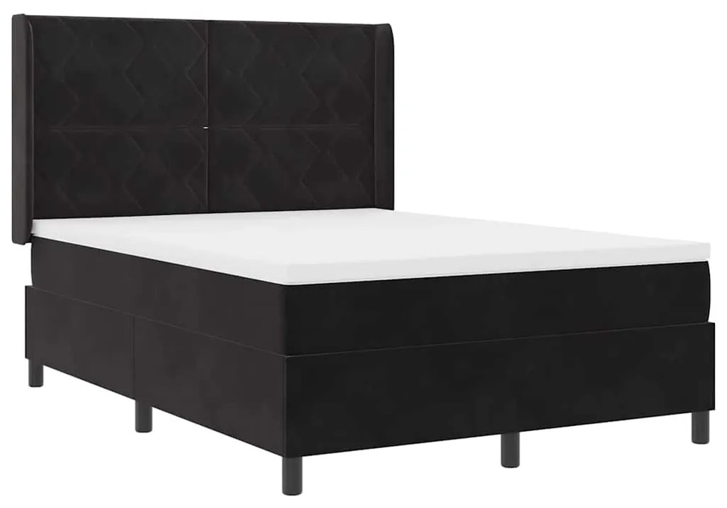 Cama Box com Colchão vidaXL Preto 140x200 cm Veludo