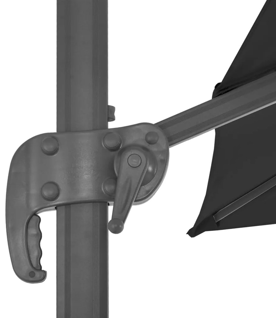 Guarda-sol de jardim cantilever c/ poste alumínio 3x3 m preto