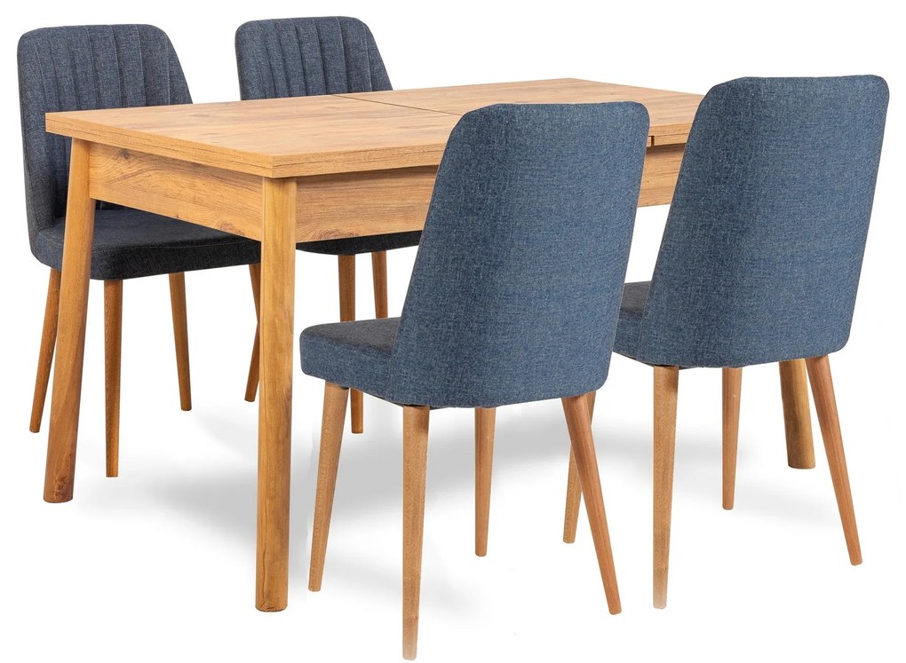 Conjunto de Mesa de Jantar Extensível Santiago – Pinho Atlântico e Azu