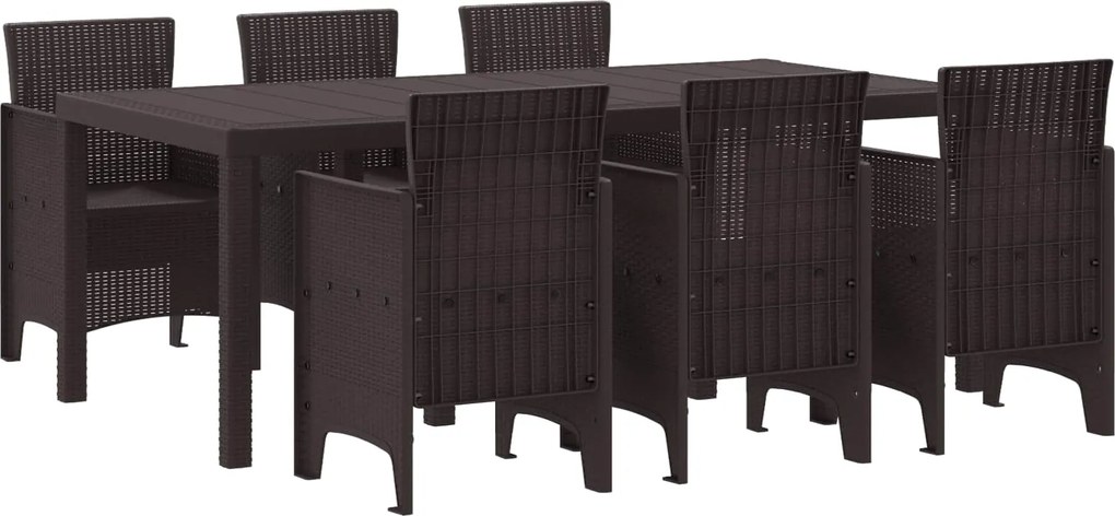 vidaXL Conjunto de Jantar para Jardim 7 pcs Castanho Polipropileno