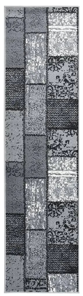vidaXL Passadeira c/ padrão de blocos 60x350 cm polipropileno cinzento