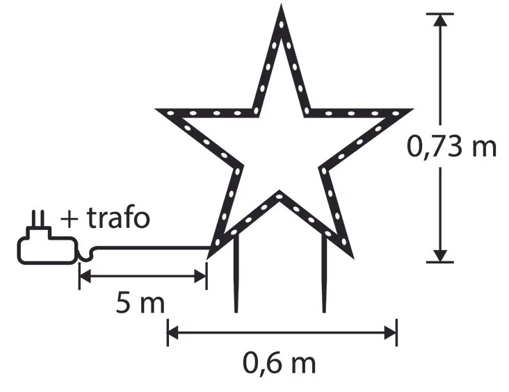 Foco de Natal Estrela de Natal Preto 60cm incl. LED IP44 - Kas