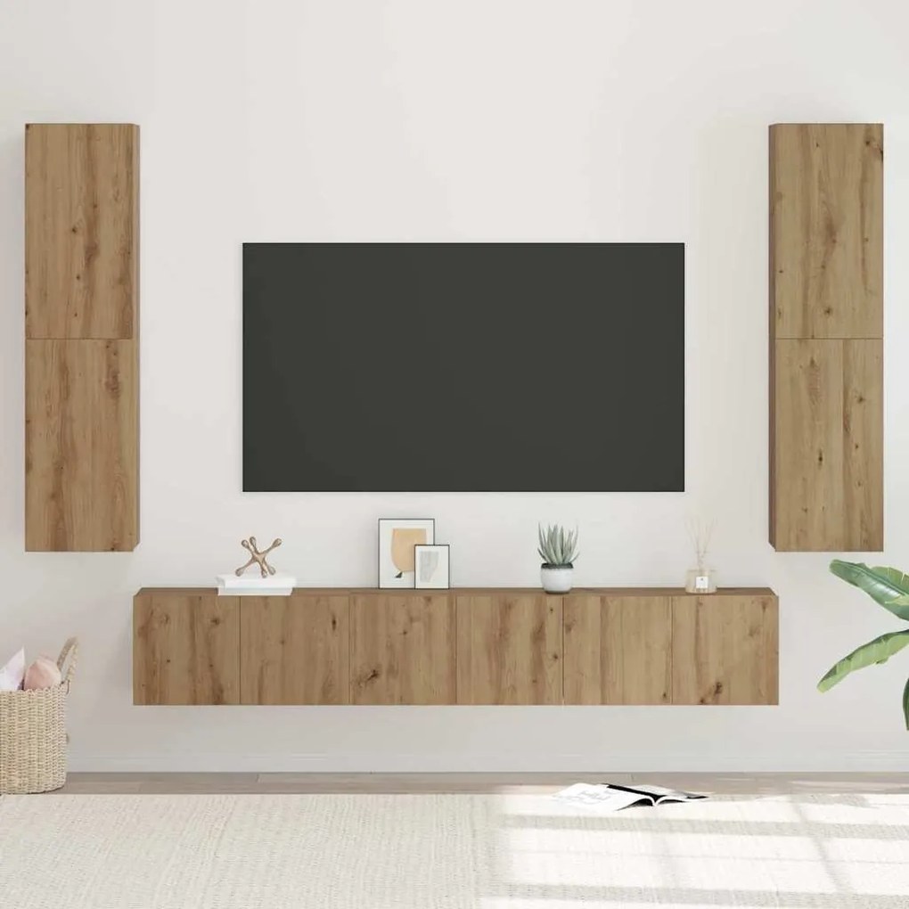 Conjunto de móvel de TV com prateleira Outros 7 pcs carvalho artisiano