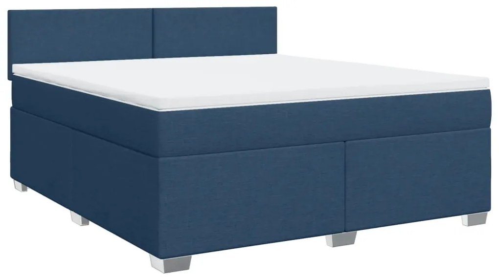Cama com molas/colchão 180x200 cm tecido azul