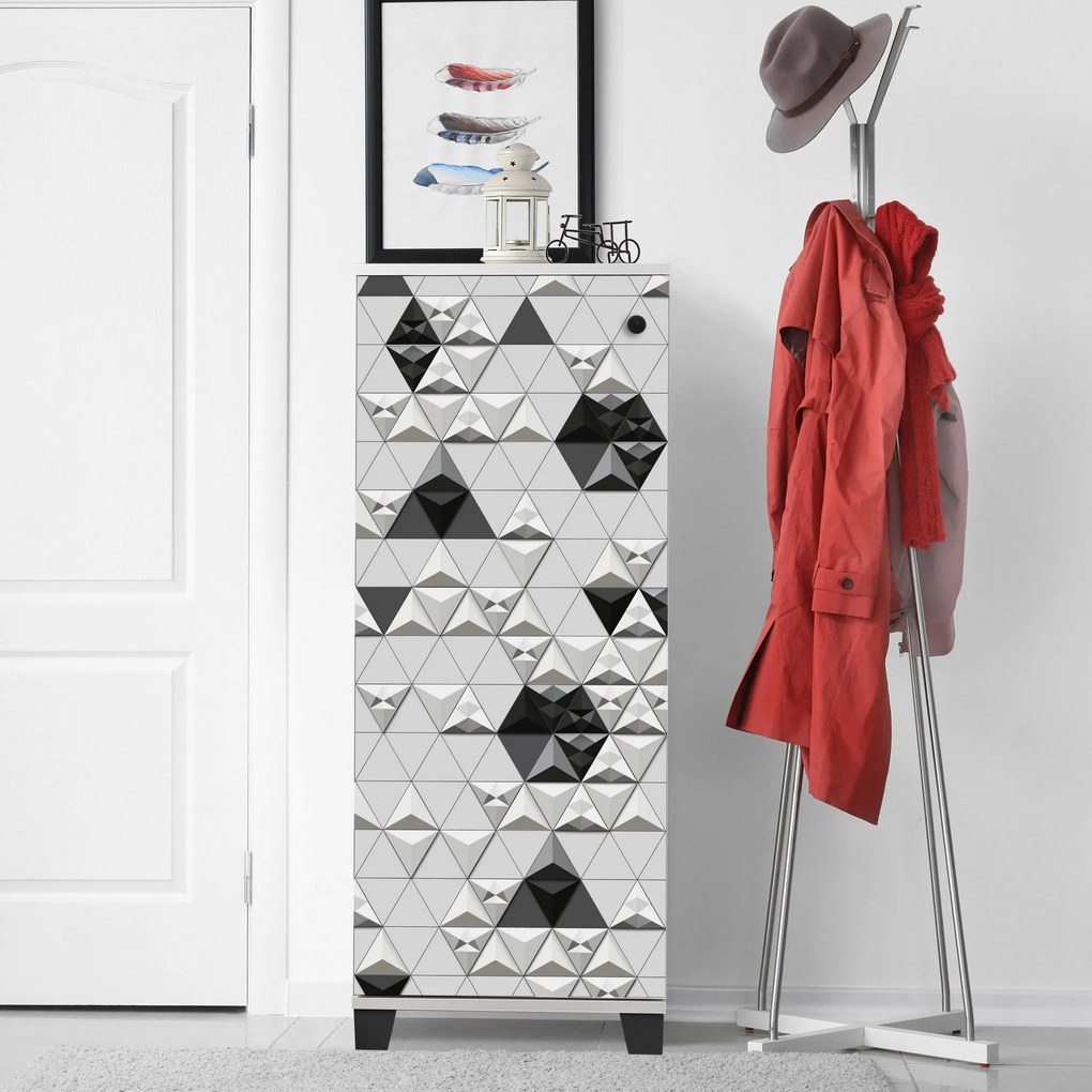 Armário para Calçado Filinta – Branco/Preto – 50x127x38 cm