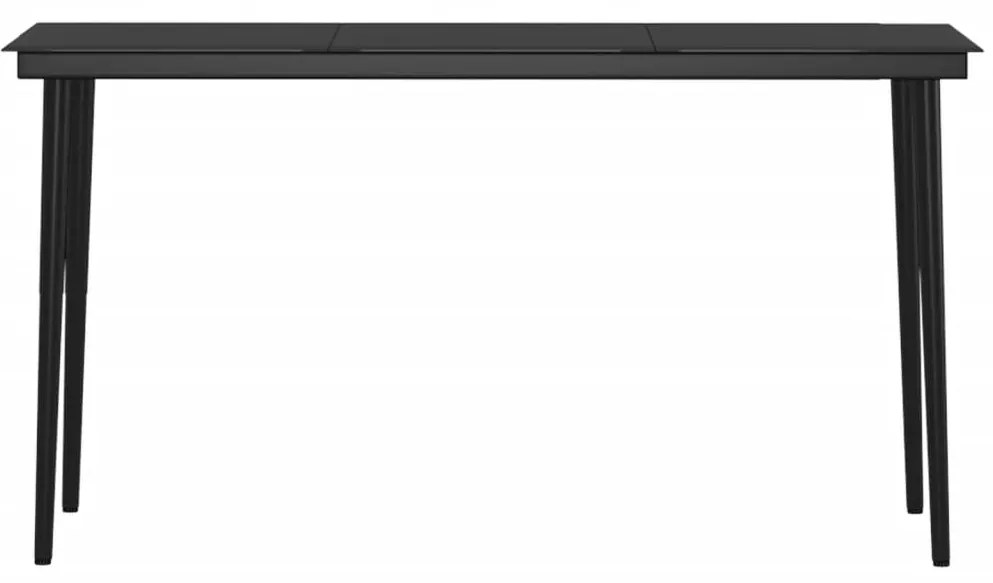 7 pcs conjunto de jantar para jardim com almofadões preto